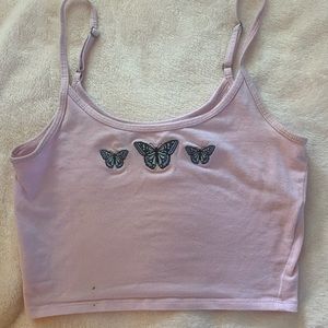 Holister pink and blue butterfly tank top in S